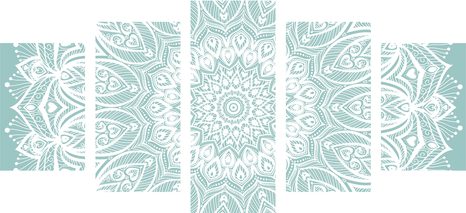 TABLOU 5-PIESE MANDALA ARMONIE PE UN FUNDAL ALBASTRU - TABLOURI FENG SHUI - TABLOURI