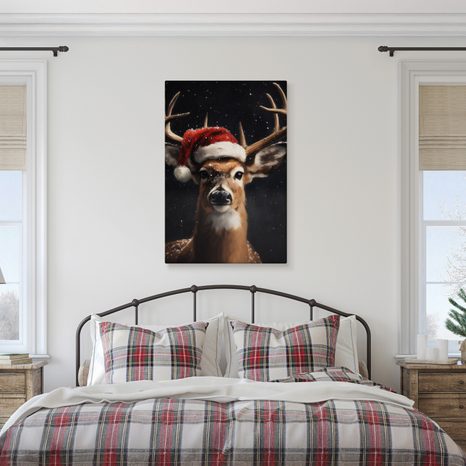 OBRAZ SVÁTEČNÍ JELEN S ČEPICÍ - VÁNOČNÍ A ZIMNÍ OBRAZY - PICTURES