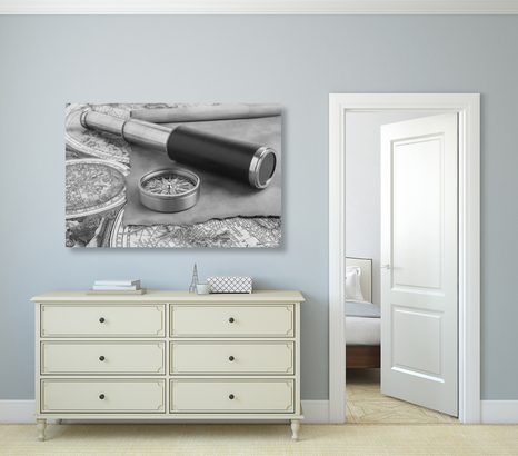 OBRAZ DLA POSZUKIWACZY PRZYGÓD W WERSJI CZARNO-BIAŁEJ - OBRAZY CZARNO-BIAŁE - OBRAZY