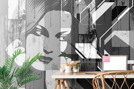 SAMOLEPÍCÍ TAPETA PORTRÉT ŽENY V ČERNOBÍLÉM - SAMOLEPÍCÍ TAPETY - TAPETY