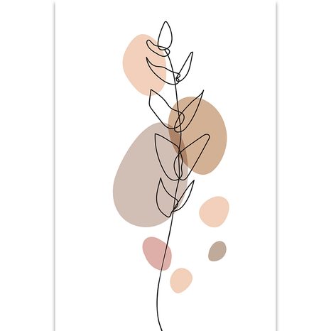 STAMPA SU TELA – FOGLIA MINIMALISTA SU SFONDO BIANCO NO2 - QUADRI FORME ASTRATTE - STAMPE E QUADRI