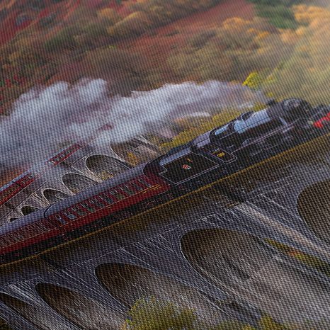 QUADRO SU TELA – PAESAGGIO AUTUNNALE CON TRENO - QUADRI DI NATURA E PAESAGGIO - STAMPE E QUADRI