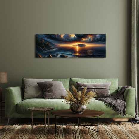 TABLEAU SUR TOILE – LUMIÈRE DORÉE SUR L'EAU - TABLEAUX - 🔥 VENTE TOTALE