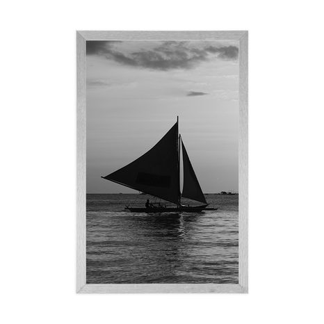 POSTER – SPLENDIDO TRAMONTO SUL MARE IN BIANCO E NERO - NERO E BIANCO - POSTER