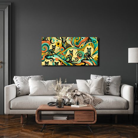 WANDBILD BUNTE KATZEN - BILDER VON KATZEN - BILDER