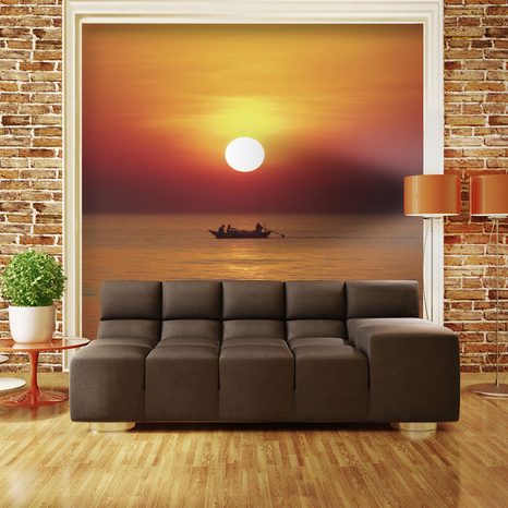 PHOTO WALLPAPER SUNSET ON A FISHING BOAT