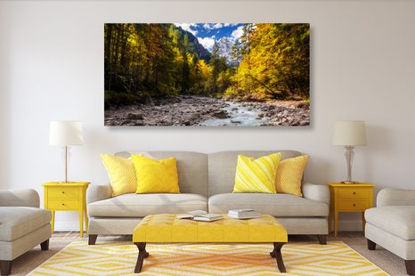 WANDBILD MALERISCHE BERGLANDSCHAFT - BILDER VON NATUR UND LANDSCHAFT - BILDER