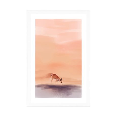 POSTER MIT PASSEPARTOUT SCHEUES REH - MOTIVE AUS UNSERER WERKSTATT - POSTER