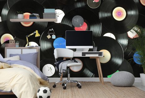 FOTOTAPETE RETRO-PLATTEN - VINTAGE- UND RETRO-TAPETEN - TAPETEN