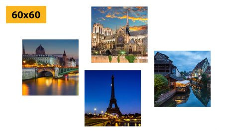 SET OBRAZŮ ROMANTICKÝ NOČNÍ PAŘÍŽ - SESTAVY OBRAZŮ - OBRAZY