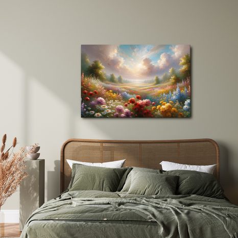 WANDBILD ROMANTISCHES BLUMENFELD - WANDBILDER FELDER UND WIESEN - BILDER