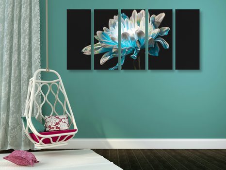 5-RÉSZES KÉP SZÁZSZORSZÉP FEKETE HÁTTÉREN - VIRÁGMINTÁS KÉPEK - KÉPEK