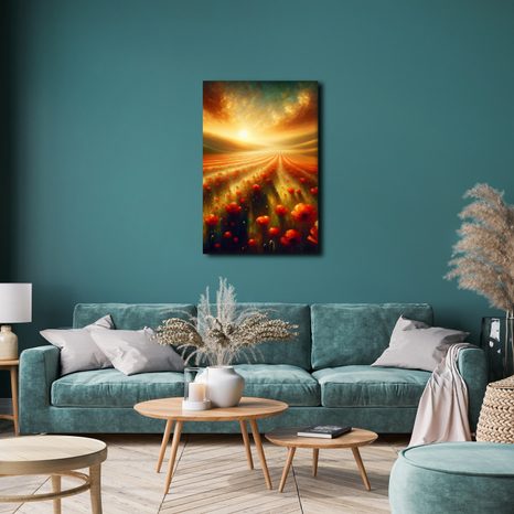 WANDBILD MOHNBLUMEN IM ABENDLICHT - WANDBILDER FELDER UND WIESEN - BILDER