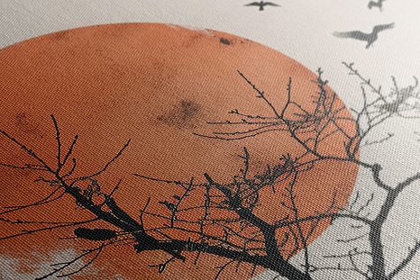 OBRAZ JAPANDI MĚSÍC S HEJNEM PTÁKŮ - JAPANDI OBRAZY - OBRAZY