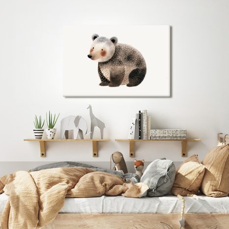 QUADRO SU TELA – ORSO CARINO NEL BOSCO - QUADRI PER BAMBINI ANIMALI - STAMPE E QUADRI