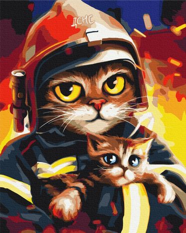 MALOVÁNÍ PODLE ČÍSEL HRDINSKÁ KOČKA S KOŤÁTKEM - ZVÍŘATA - MALOVÁNÍ PODLE ČÍSEL