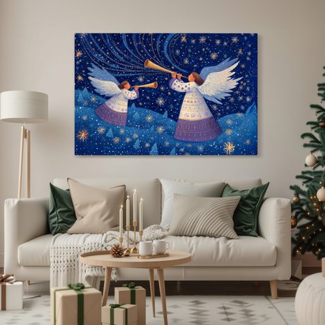 OBRAZ VÁNOČNÍ ANDĚLÉ V ZIMNÍ NOCI - VÁNOČNÍ A ZIMNÍ OBRAZY - OBRAZY
