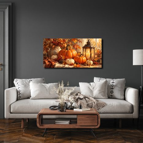 QUADRO SU TELA – COMPOSIZIONE AUTUNNALE ALLA FINESTRA - QUADRI HALLOWEEN E HORROR - STAMPE E QUADRI