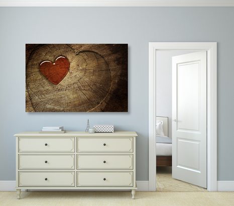 CANVAS PRINT HEART ON A STUMP - PICTURES OF NATURE AND LANDSCAPE - PICTURES