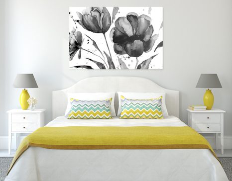 WANDBILD WUNDERSCHÖNE SCHWARZ-WEISSE TULPEN IM INTERESSANTEN DESIGN - SCHWARZ-WEISSE BILDER - BILDER