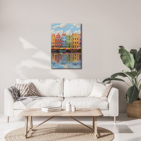 OBRAZ MĚSTSKÉ KOUZLO NA VODĚ - BAREVNÉ DOMY - PICTURES