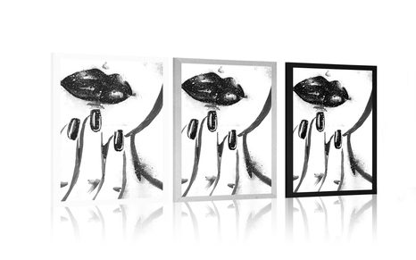 POSTER AQUARELL-PORTRÄT EINER FRAU IN SCHWARZ-WEISS - SCHWARZ-WEISS - POSTER