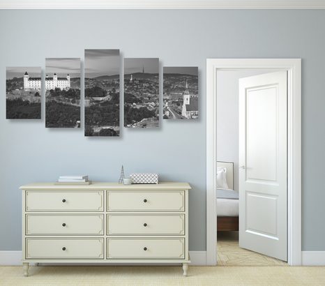 5-RÉSZES KÉP ESTE POZSONYBAN FEKETE FEHÉRBEN - FEKETE-FEHÉR KÉPEK - KÉPEK