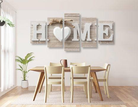 5-DELNA SLIKA Z NAPISOM HOME V VINTAGE IZVEDBI - 5-DELNA - 🔥 TOTALNA ODPRODAJA
