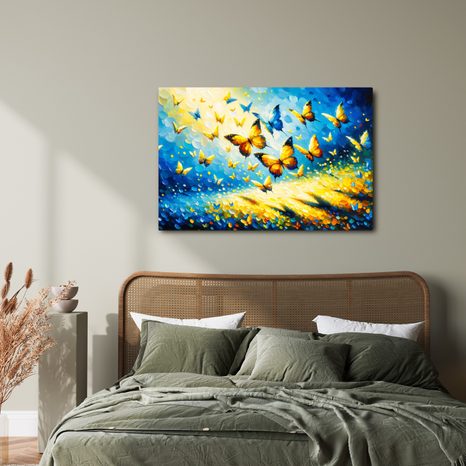 WANDBILD SCHMETTERLINGSTANZ IN BLAU - BILDER VON SCHMETTERLINGEN - BILDER