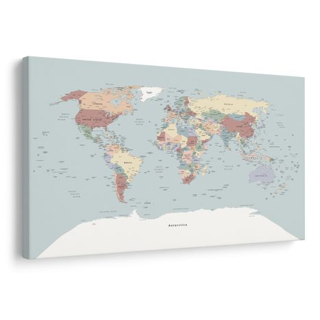 WANDBILD BUNTE WELTKARTE - WELTKARTEN ALS BILDER - BILDER