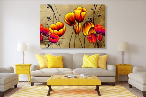 SLIKA RDEČ POLJSKI MAK V ETNO PRIDIHU - ABSTRAKTNE SLIKE - SLIKE