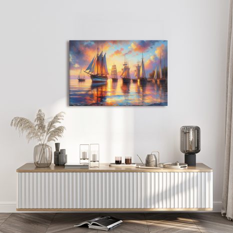 OBRAZ ZÁPAD SLUNCE U LODÍ - OBRAZY VÝCHOD A ZÁPAD SLUNCE - OBRAZY