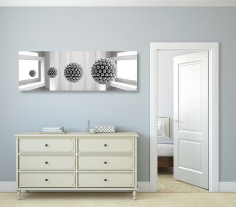 КАРТИНА НА ПЛАТНО – ЧЕРНО-БЕЛИ КЪЛБЕТА В ПРОСТРАНСТВОТО - ЧЕРНО-БЕЛИ КАРТИНИ - КАРТИНИ