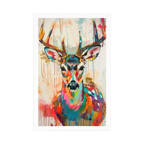 POSTER – CERBIATTA CON IMITAZIONE PITTORICA - CERVO - POSTER