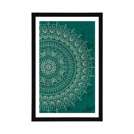 PLAKÁT S PASPARTOU RUČNĚ KRESLENÁ MANDALA - FENG SHUI - PLAKÁTY