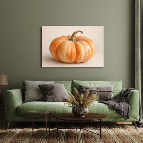 QUADRO SU TELA – ZUCCA ARANCIONE CREMA IN PRIMO PIANO - QUADRI HALLOWEEN E HORROR - STAMPE E QUADRI