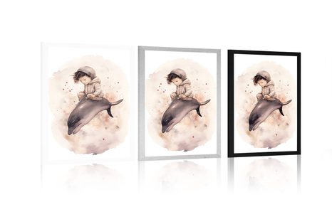 POSTER – BAMBINO SOGNANTE CON DELFINO - ANIMALI DA SOGNO - POSTER