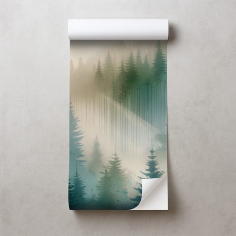 SAMOLEPÍCÍ TAPETA MLŽNÝ LES V AKVARELU - TAPETY LES - TAPETY