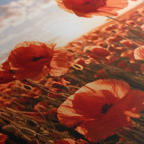 TABLEAU SUR TOILE – COQUELICOTS AU COUCHER DU SOLEIL - TABLEAUX DE CHAMPS ET PRAIRIES - TABLEAUX