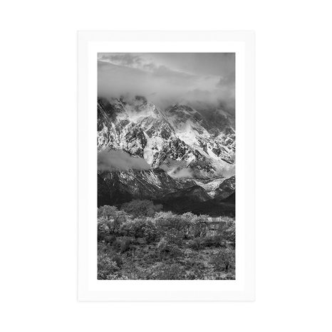 POSTER – UNICO PAESAGGIO MONTANO IN BIANCO E NERO - NERO E BIANCO - POSTER