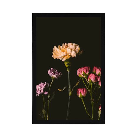 PLAKAT ELEGANTNO CVIJEĆE NA TAMNOJ POZADINI - CVIJEĆE - PLAKATI