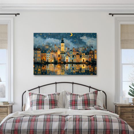 SLIKA BOŽIĆNO SELO POD ZVIJEZDAMA - ŠARENE KUĆE - SLIKE