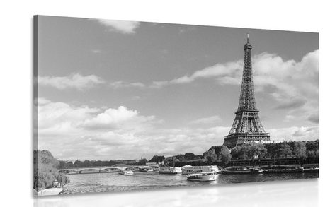 CANVAS PRINT BEAUTIFUL PANORAMA OF PARIS IN BLACK AND WHITE