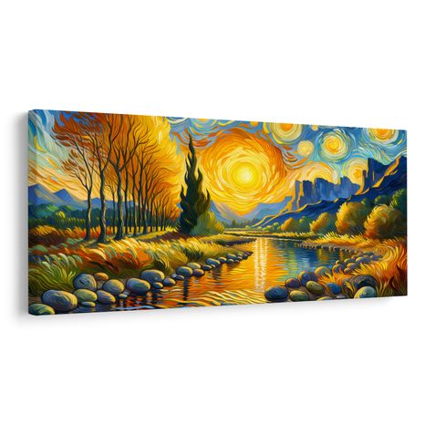 OBRAZ ZLATÝ TOK ŘEKY - OBRAZY VÝCHOD A ZÁPAD SLUNCE - OBRAZY