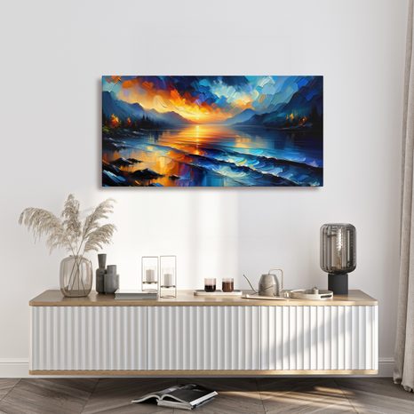OBRAZ BAREVNÁ SYMFONIE NA JEZEŘE - OBRAZY VÝCHOD A ZÁPAD SLUNCE - OBRAZY