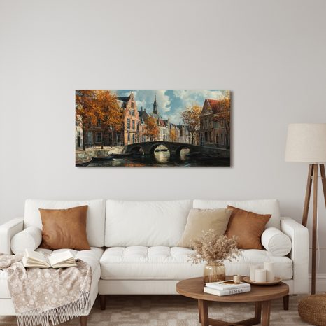 OBRAZ KLIDNÁ PODZIMNÍ ULICE - BAREVNÉ DOMY - OBRAZY