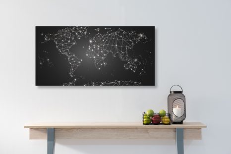 WANDBILD SCHWARZ-WEISSE WELTKARTE - WELTKARTEN ALS BILDER - BILDER