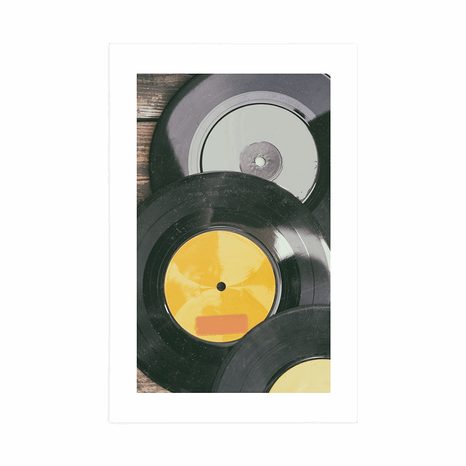 PLAKÁT S PASPARTOU STARÉ DESKY GRAMOFONU - VINTAGE A RETRO - PLAKÁTY