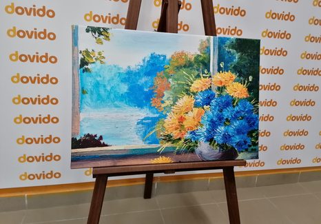 КАРТИНА НА ПЛАТНО – ПРОЛЕТЕН БУКЕТ ДО ПРОЗОРЕЦА - КАРТИНИ С ЦВЕТЯ - КАРТИНИ