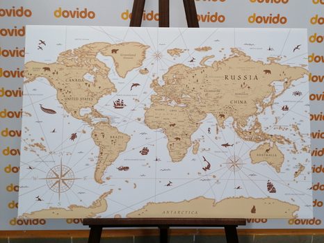 QUADRO SU TELA – MAPPA BEIGE - QUADRI MAPPE - STAMPE E QUADRI